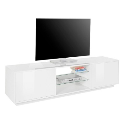 Mobile porta TV design moderno bianco soggiorno 180cm colore bianco laccato lucido Made in Italy