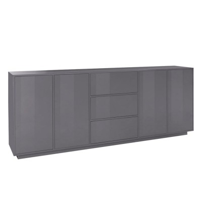 Credenza cucina 220cm mobile soggiorno design moderno colore antracite laccato lucido Made in Italy