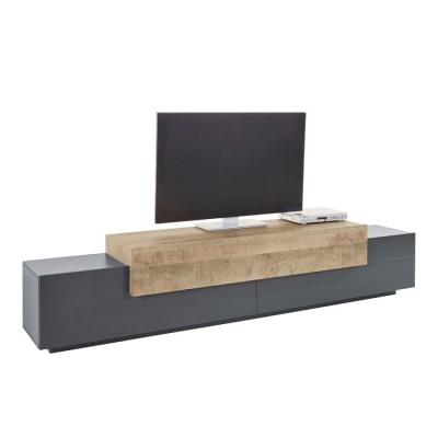 Mobile porta TV design moderno 240cm grigio e legno Made in Italy
