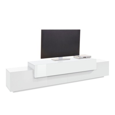 Mobile TV design moderno 240cm bianco 4 vani e 3 ante Made in Italy