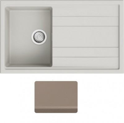 Lavello da Incasso 1 Vasca con gocciolatoio Reversibile 86 x 50 cm Sopratop Granitgem Terra di Agata CM OREGON 400200G06