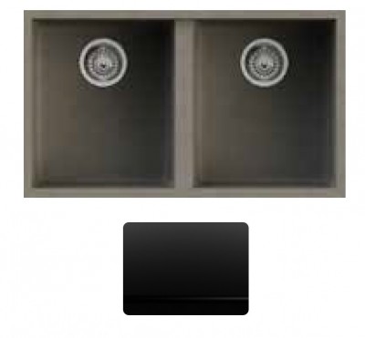 Lavello da Incasso 2 Vasche 76 x 44 cm Sottotop Granitgem Nero CM NEVADA 400302G01