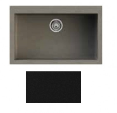 Lavello da Incasso 1 Vasca Monovasca 79 x 50 cm Sopratop con fascia miscelatore Granitgem Nero CM NEVADA MIX 400401G01