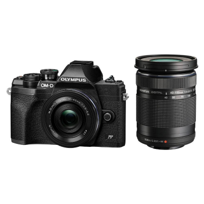 Fotocamera mirrorless 20Mpx E M10 MARK IV Kit 14-42 EZmm + ED 40-150mm Olympus Black