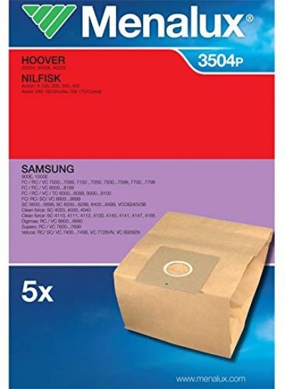 Sacchetti di Carta per Aspirapolvere Hoover 2000X-300X-4000X-Lg V2710De, Samsung 900E-1000E-Cleanforce-Digimax -Imetec 8283 Ecoallergy 3504P