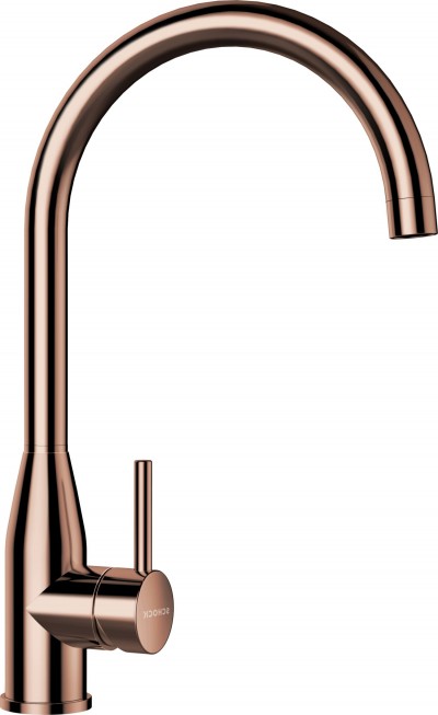 Miscelatore Cucina monocomando canna alta curvata con comando integrato in acciaio inox massiccio finitura Oro Rosa KAVUS COLORE SCHOCK 559000COP