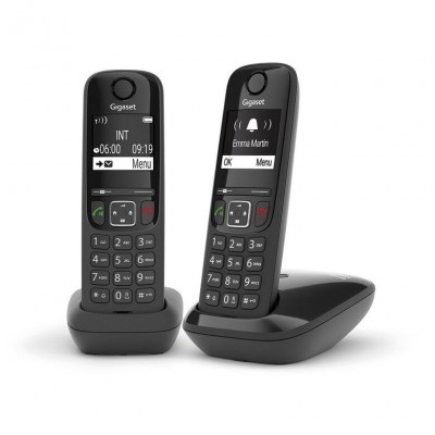 Cordless Telefono analogico \/DECT Identificatore di chiamata Nero Gigaset AS690 DUO