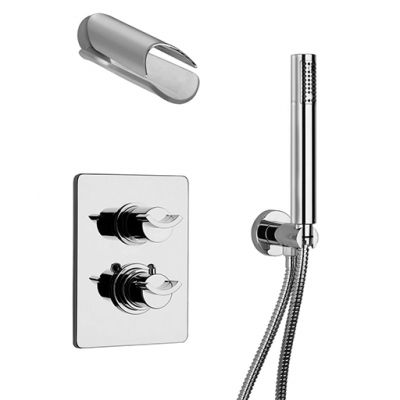 Miscelatore termostatico incasso con doccia e cascata Cromo serie Morgana Paini 73CR433VRTHD