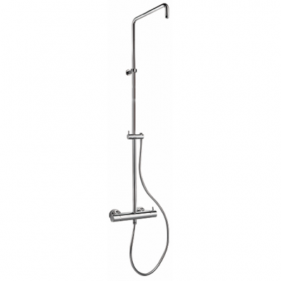 Colonna doccia con miscelatore termostatico con maniglie ABS cromate e pulsante di sicurezza 38°, deviatore integrato, tubo in ottone e supporto doccia scorrevole Cromo serie Colonne doccia Paini 78CR689THAE21P1