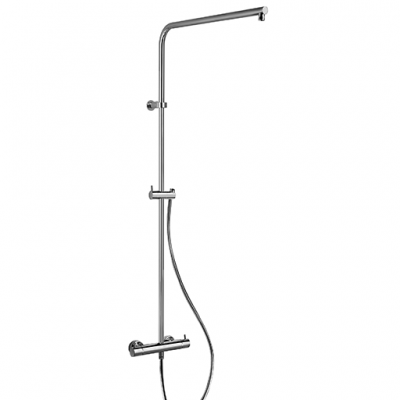 Colonna doccia con miscelatore termostatico con maniglie ABS cromate e pulsante di sicurezza 38°, deviatore integrato, tubo in ottone e supporto doccia scorrevole Cromo serie Colonne doccia Paini 78CR689THAE41P1
