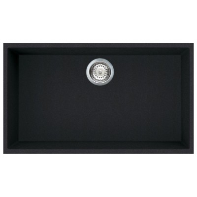 Lavello 75.5x44cm 1 Vasca Sottotop Full Black Granitek Elleci  QUADRA 130 Sottotop LGQ13040BSO