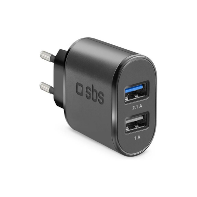 Caricabatterie WALL CHARGER 10W Fast Charge Black TETR2USB21AFAST Sbs