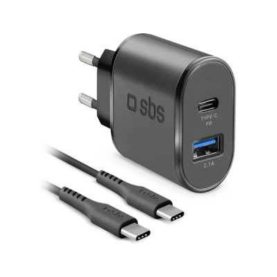 Caricabatterie WALL CHARGER KIT 18W Power Delivery Black TEKITTRPDCCK Sbs