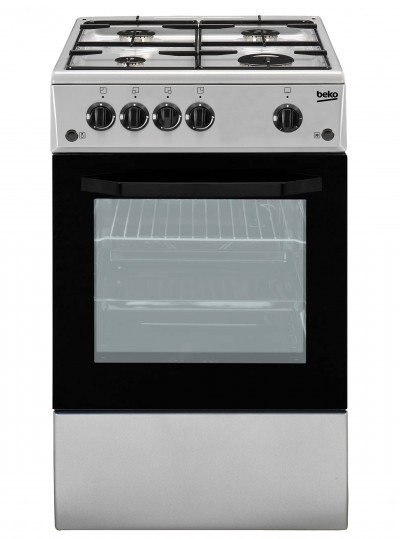 Cucina a Gas Forno a Gas 4 Fuochi 50 x 50 cm Silver Beko CSG42011FS 