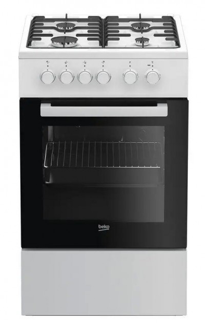 Cucina Libera Installazione 50 x 60 cm 4 Fuochi Gas con Forno Elettrico Bianca Beko FSS52020DW