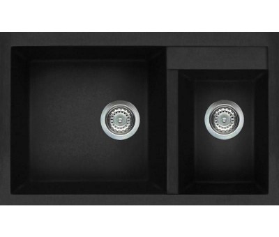 Elleci QUADRA 440 LGQ44040 Lavello Due Vasche 815x500 Nero Full Black Granitek