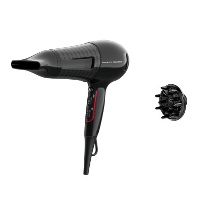 Rowenta x Karl Lagerfeld CV591L Powerline Asciugacapelli Phone 2300 W Boost di Ioni - Impostazione Thermo Control per Proteggere i Capelli - 6 Impostazioni di Velocità/Temperatura 2300 W Nero