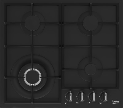 Beko HIYG 64225 SBO Piano Cottura da Incasso a Gas 60 cm 4 Fuochi Griglie in Ghisa finitura Nero
