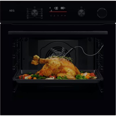 AEG Serie 6000 NBR6P531SB Forno da Incasso Multifunzione Elettrico 60 cm SenseCook con SteamCrisp pirolitico e Vapore Estetica Glossy Black Nero Classe A++ 