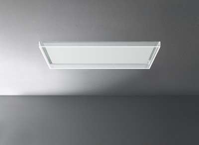 Cappa Isola a Soffitto 120 cm Cornice perimetrale in vetro Pannello aspirazione verniciato in colore bianco opaco tinteggiabile FALMEC Alba - CVYI20.E1P2#ZZZB400F - Senza Motore 