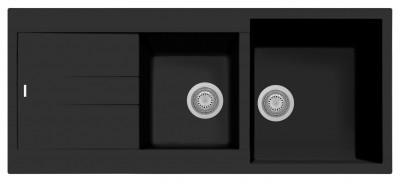 Plados AM11620-70 Lavello 2 Vasche con Gocciolatoio Reversibile Serie Elegance 116-20 finitura 70 ULTRAGRANIT BLACK MATT 