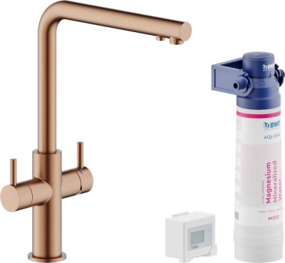 Miscelatore Bicomando con Acqua Filtrata Canna Girevole PVD Rame spazzolato - Chocolate red PVD Nobili AQ93823/3VBRTP Sorgente Filtra Canna L Copper Pvd spazzolato