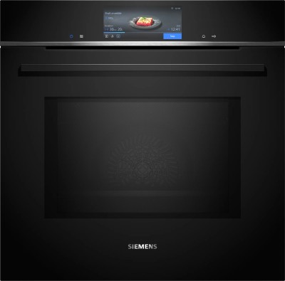 Siemens HM778GMB1 iQ700 Forno da Incasso Multifunzione Elettrico 60 cm Nero Pirolitico - Combinato a Microonde Display TFT