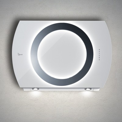 Baraldi NIMA Cappa a Parete 90 cm  Vetro Bianco e Inox – 800 m³/h - 01NIM090WHW80