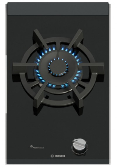 Bosch Serie 8 PRA3A6I10 Piano Cottura da Incasso 1 Fuoco Gas 30 cm Domino Vetroceramica Nero Griglie in Ghisa 