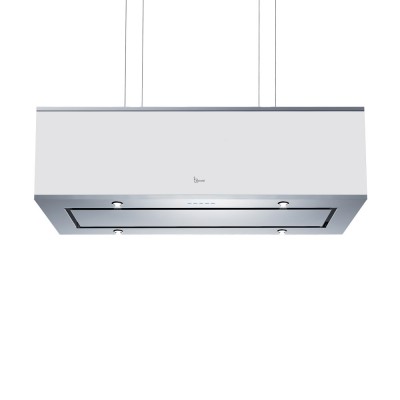 Baraldi DIADE Cappa isola sospesa 90 x 30 cm - Inox e Bianco - Aspirazione 800 m³/h - Pulsantiera - 01DIA090STW80