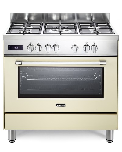De’Longhi PRO 96 MC ED Cucina Libera installazione 90 x 60 cm 5 Fuochi Gas Forno Elettrico Termoventilato Finitura Crema Griglie in Ghisa