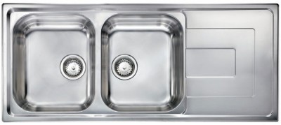 Lavello da Incasso 2 Vasche con gocciolatoio Reversibile 116 x 50 cm Sopratop Acciaio Inox satinato CM COMO 010147.X2.01.2028 - 010147 RCSSP