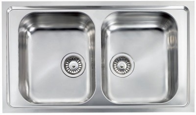 Lavello da Incasso 2 Vasche a 86 x 50 cm Sopratop Acciaio Inox satinato CM COMO 010144.X1.01.2018 - 010144 XCSSP