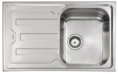 Lavello da Incasso 1 Vasca con gocciolatoio  a Sinistra 79 x 50 cm Sopratop Acciaio Inox satinato CRISTAL 010011.D1.01.2018 - 010011 DCSSP