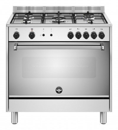 La Germania AMN965LEXV/24 Cucina Libera installazione 90 x 60 cm 5 Fuochi Gas Forno Elettrico Multifunzione Finitura Acciaio inox Griglie Smaltate