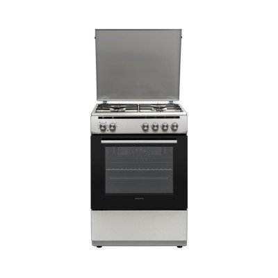 Cucina Libera installazione 60 x 60 cm con Coperchio 4 Fuochi Gas Forno Elettrico Griglie Smaltate colore Inox DAEWOO F6CG22IM1