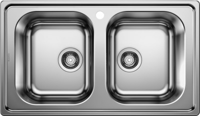 Lavello 2 Vasche Sopratop 100 x 50 cm Acciaio Inox DINAS 8 BLANCO 1328108 - 328108