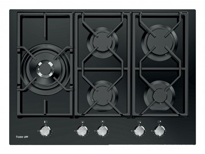 Foster 7043632 Piano Cottura da Incasso a Gas 70 cm 5 Fuochi Vetro Nero Griglie in Ghisa Glass Plano 7043 632 