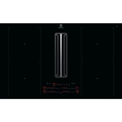 Piano Cottura da Incasso Induzione con Cappa Aspirante Integrata 83 cm 4 Zone Bridge Vetroceramica Nero Hob2Hood Classe A+ Electrolux KCD84453CK