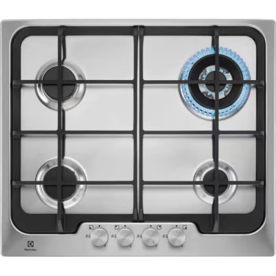 Piano Cottura da Incasso a Gas 60 cm 4 Fuochi Inox Bruciatore Wok Griglie in Ghisa Serie 300 Soft Electrolux PX640UOV