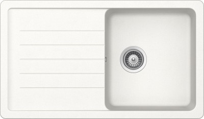 Lavello incasso 1 Vasca con Gocciolatoio Reversibile sopratop - sottotop 86 x 50 cm CRISTALITE Bianco Assoluto ELEMENT D100 SCHOCK ELED100A01