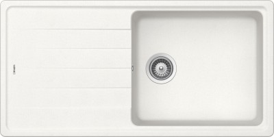 Lavello incasso 1 Vasca con Gocciolatoio Reversibile sopratop - sottotop 100 x 50 cm CRISTALITE Bianco Assoluto ELEMENT D100L SCHOCK ELED100LA01