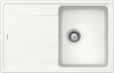 Lavello incasso 1 Vasca con Gocciolatoio Reversibile sopratop - sottotop 78 x 50 cm CRISTALITE Bianco Assoluto ELEMENT D100S SCHOCK ELED100SA01