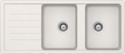 Lavello incasso 2 Vasche con Gocciolatoio Reversibile sopratop - sottotop 116 x 50 cm CRISTALITE New Alumina ELEMENT D200 SCHOCK ELED200A16N