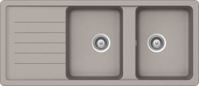 Lavello incasso 2 Vasche con Gocciolatoio Reversibile sopratop - sottotop 116 x 50 cm CRISTALITE Grigio Tortora ELEMENT D200 SCHOCK ELED200A42N