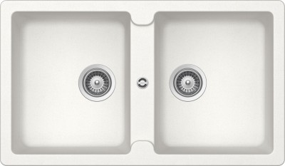 Lavello incasso 2 Vasche Reversibile sopratop - sottotop 86 x 50 cm CRISTALITE Bianco Assoluto ELEMENT N200 SCHOCK ELEN200A01
