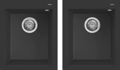 Elleci LGQ20040 Lavello da Incasso 2 Vasche Singole Sopratop 41 x 50 cm finitura Granitek Matt Nero 40 Quadra 200 