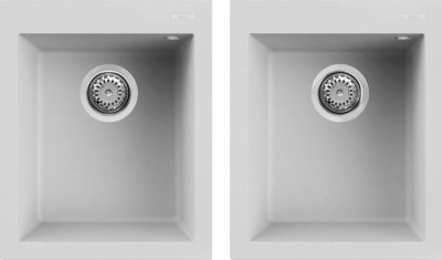Elleci LGQ20068 Lavello da Incasso 2 Vasche Singole Sopratop 41 x 50 cm finitura Granitek Matt Bianco 68 Quadra 200 
