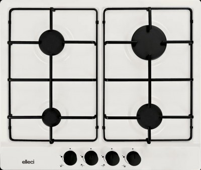Elleci Style 60 PGSS60268WB Piano Cottura da Incasso 60 cm a Gas 4 Fuochi finitura Bianco White Griglie Smaltate