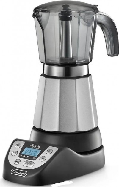 Caffettiera elettrica Moka 3 - 6 Tazze Caffè Macinato in Polvere Funzione Orzo e Aroma con Timer De' LonghiAlicia PLUS EMKP 63.B